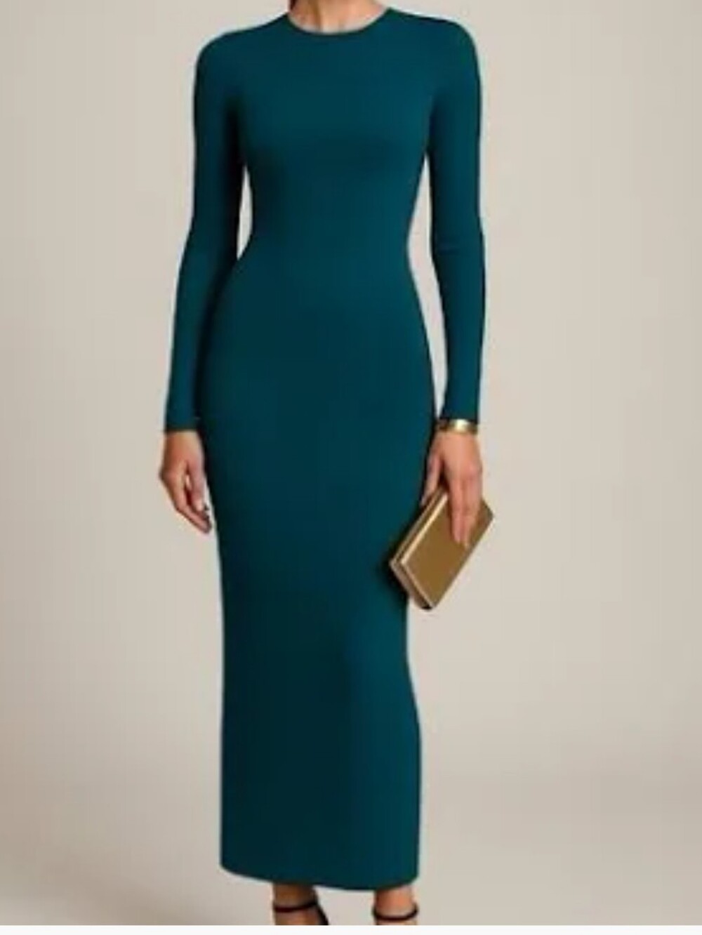 Young fabulous & broke Maxi Dress Bodycon long knit teal and black dress